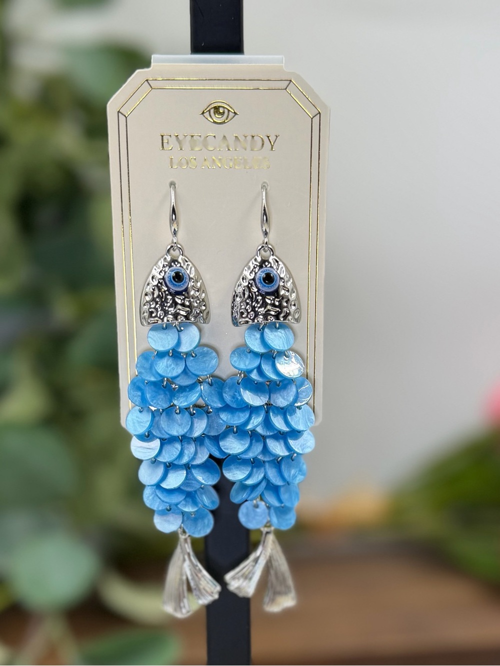 HTF blue fish statement earrings coastal beachcore dangle earrings nwt